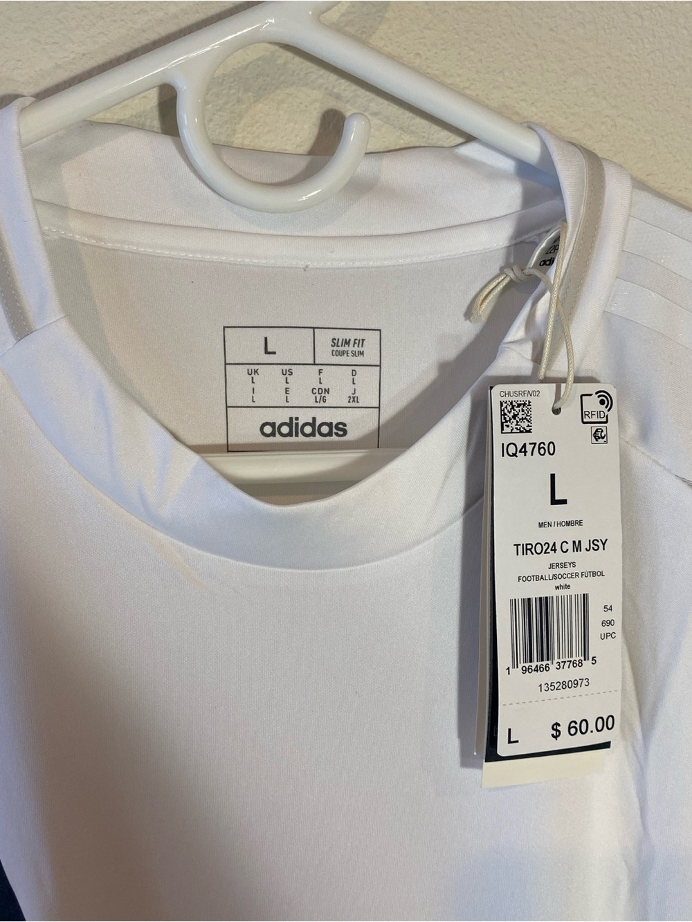 Adidas Tiro 24 Soccer Jersey White $60 - Size Large - Picture 3 of 7